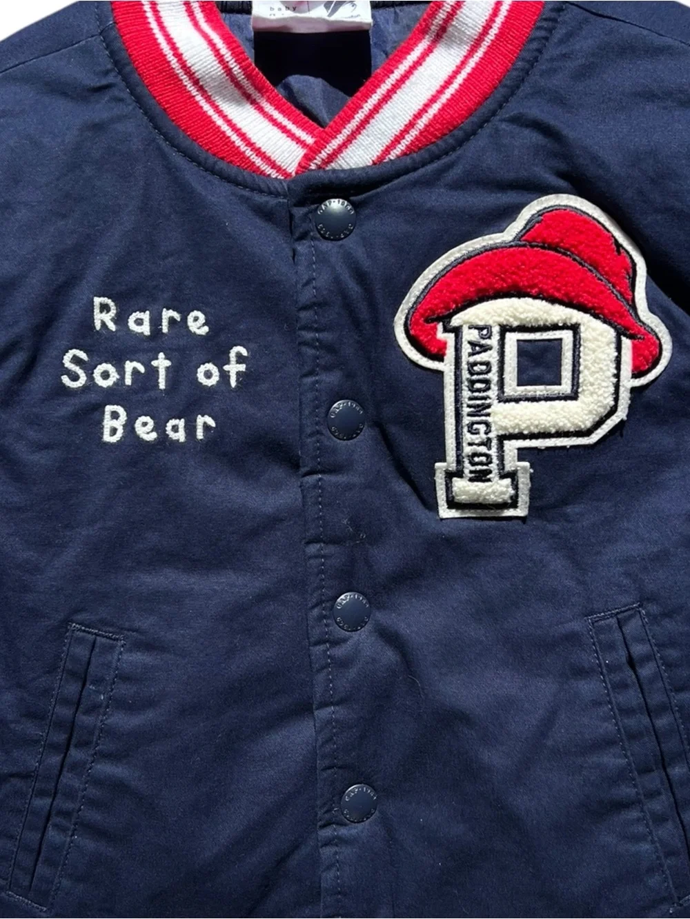 🌻EUC Gap x Paddington Bear Toddler Varsity Jacket Size 4T Cotton Snap Front